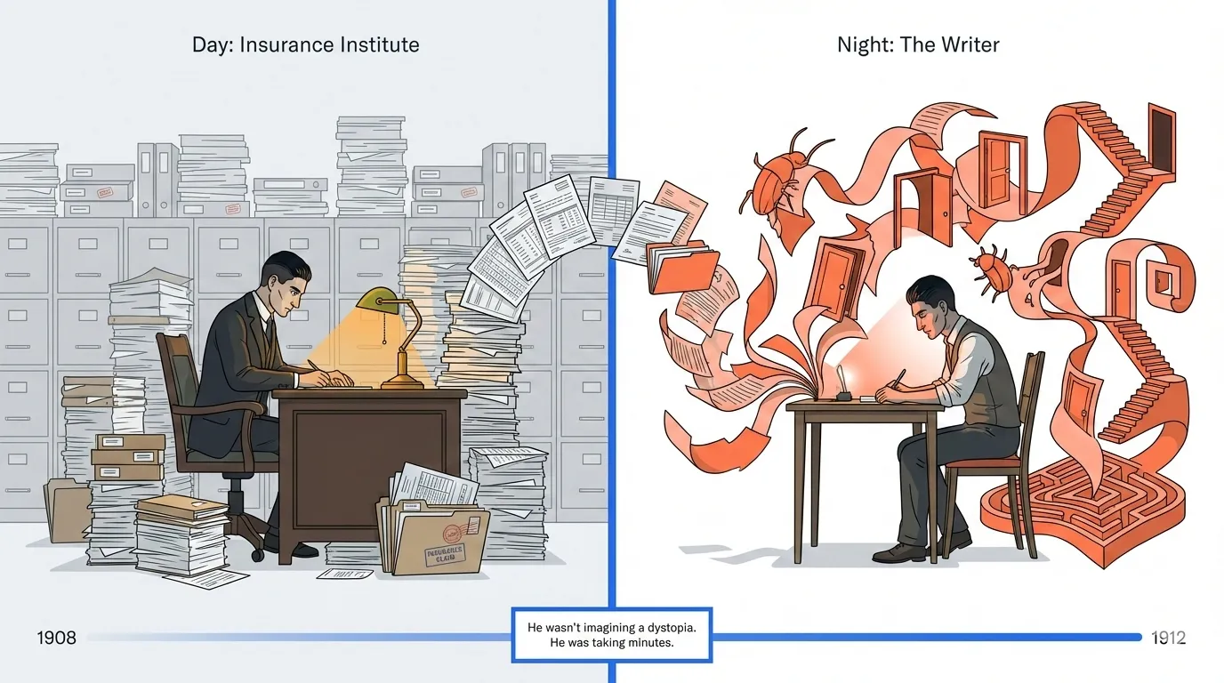 Kafka&rsquo;s dual life — insurance bureaucrat by day, surreal writer by night